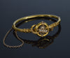 Antique Victorian Etruscan Revival 14K Gold Pearl Bangle Bracelet C.1880