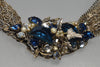 Miriam Haskell By Frank Hess Sapphire Glass Multi Chain Necklace Choker C.1930