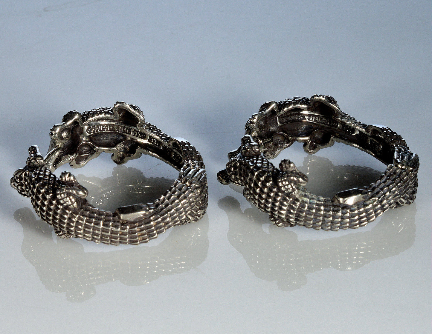 Kieselstein-Cord 2000 Sterling Silver 925 Alligator Hoop Earrings Designer Jewelry