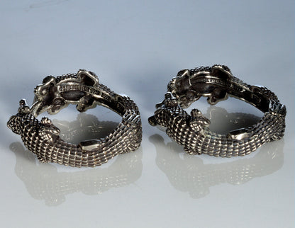 Kieselstein-Cord 2000 Sterling Silver 925 Alligator Hoop Earrings Designer Jewelry