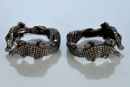 Kieselstein-Cord 2000 Sterling Silver 925 Alligator Hoop Earrings Designer Jewelry