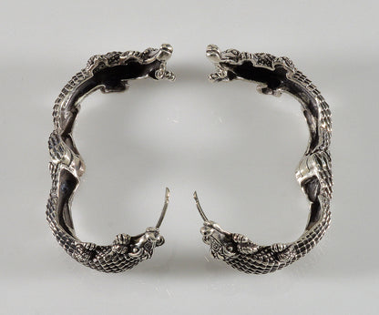 Kieselstein-Cord 2000 Sterling Silver 925 Alligator Hoop Earrings Designer Jewelry
