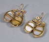 14K Gold Diamond Mabe Pearl Earrings By Designer C.1960