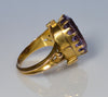 Antique 14K Gold Rose Of Sharon Diamond Ring Amethyst Inlay C.1860