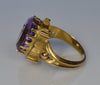 Antique 14K Gold Rose Of Sharon Diamond Ring Amethyst Inlay C.1860