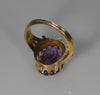 Antique 14K Gold Rose Of Sharon Diamond Ring Amethyst Inlay C.1860