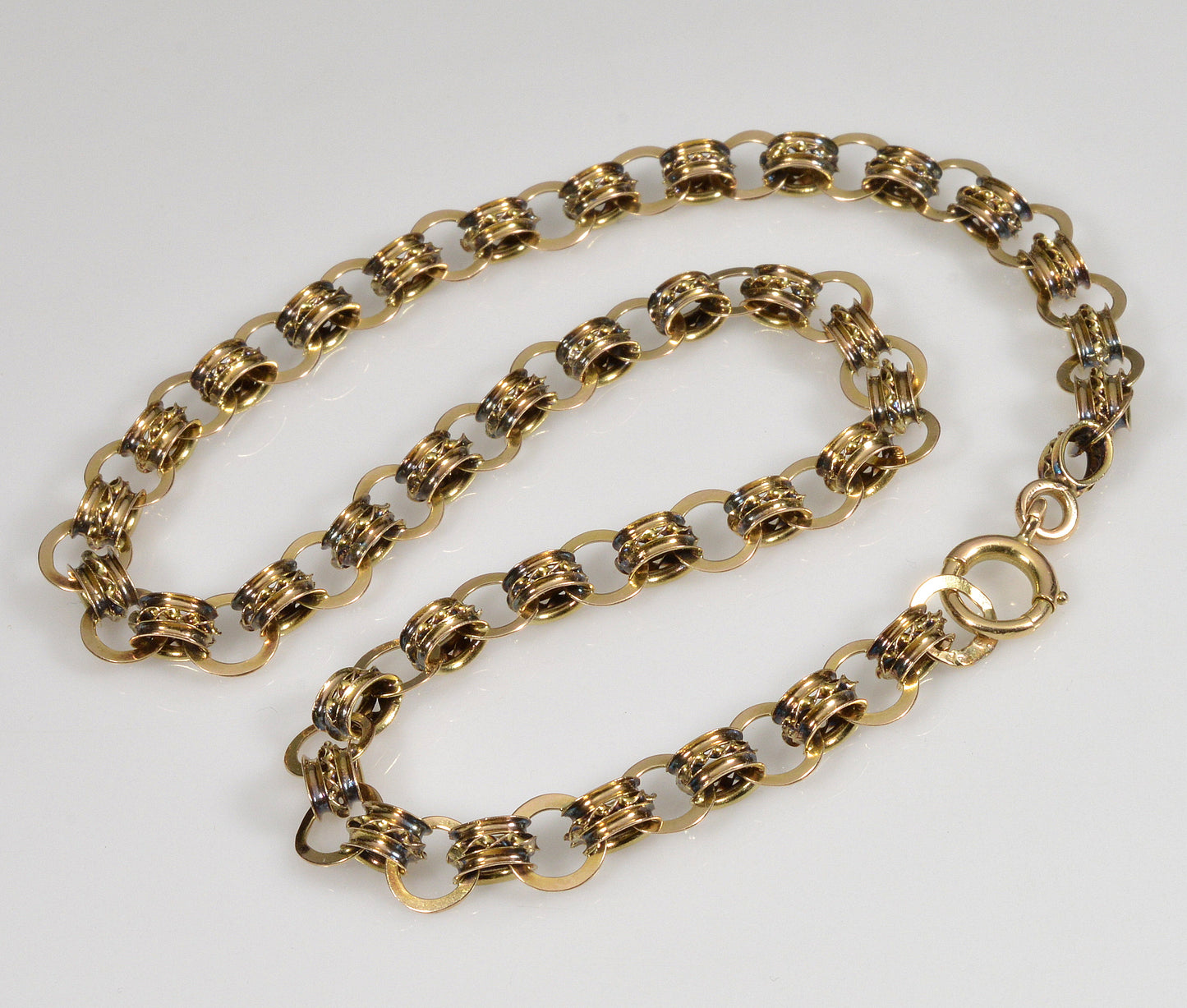 Antique Victorian 10K Gold Fancy Link Chain Necklace C.1890 003175