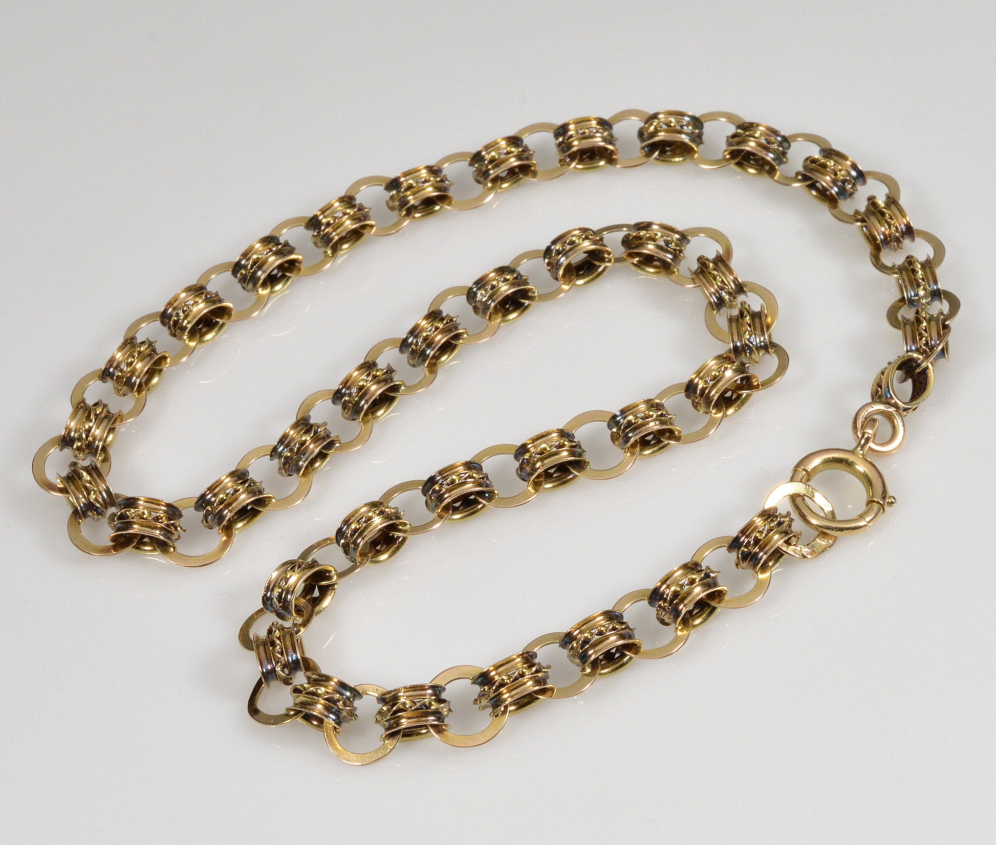 Antique Victorian 10K Gold Fancy Link Chain Necklace C.1890 003175