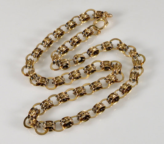 Antique Victorian 10K Gold Fancy Link Chain Necklace C.1890 003175