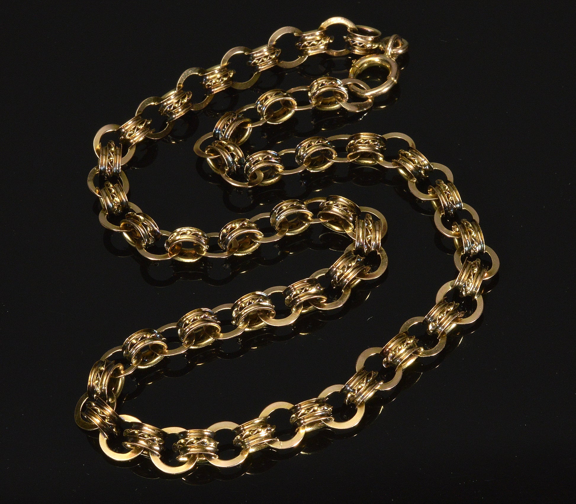 Antique Victorian 10K Gold Fancy Link Chain Necklace C.1890 003175