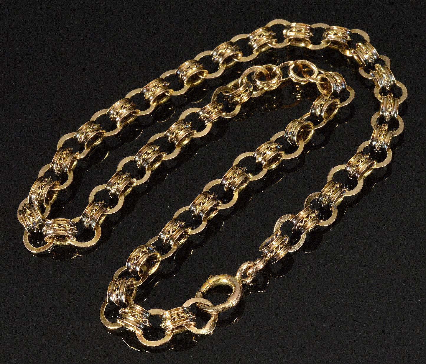 Antique Victorian 10K Gold Fancy Link Chain Necklace C.1890 003175