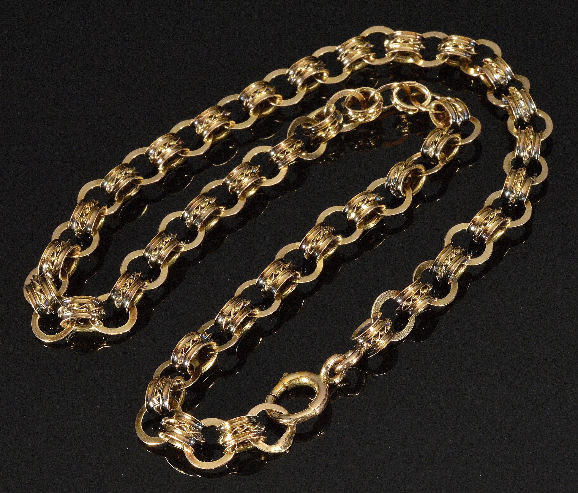 Antique Victorian 10K Gold Fancy Link Chain Necklace C.1890 003175