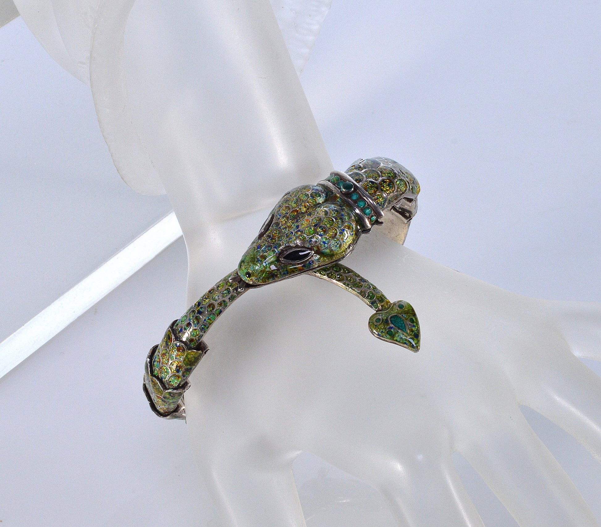 Margot de Taxco Enamel Sterling Snake Suite Necklace Bracelet Earrings