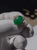 18K Gold Jadeite Jade Diamond Ring Size 8 1/4 Stamped AJF