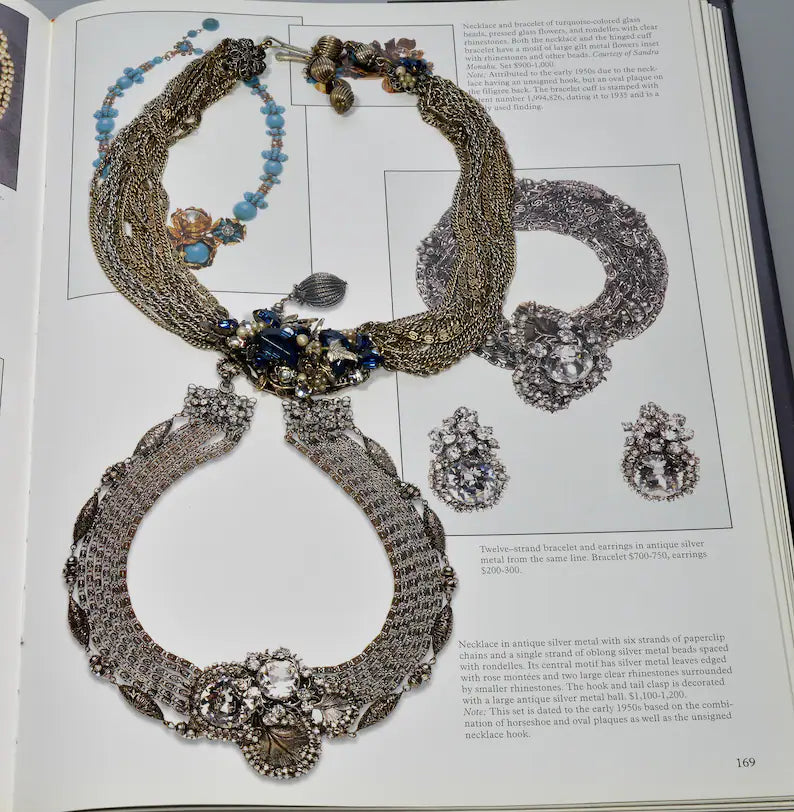 Miriam Haskell By Frank Hess Sapphire Glass Multi Chain Necklace Choker C.1930