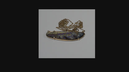 Australian Boulder Opal 14K Gold Necklace C.1970
