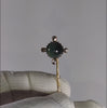 Art Nouveau 14K Gold Cat's Eye Chrysoberyl Diamond Stick Pin C.1900