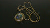 18K Gold Black Opal Diamond Green Garnet Pendant 14K Chain Necklace