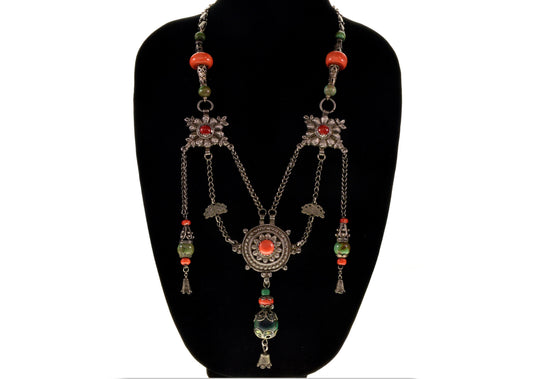 Products Antique Tibetan Coral Turquoise Silver Necklace