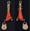 Antique Victorian 10K Coral Hand Fist Padlock Pendant C.1860