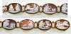 Antique Victorian 14K Gold Cameo Bracelet Carnelian Shell 7 Days Of The Week Roman Gods C.1880