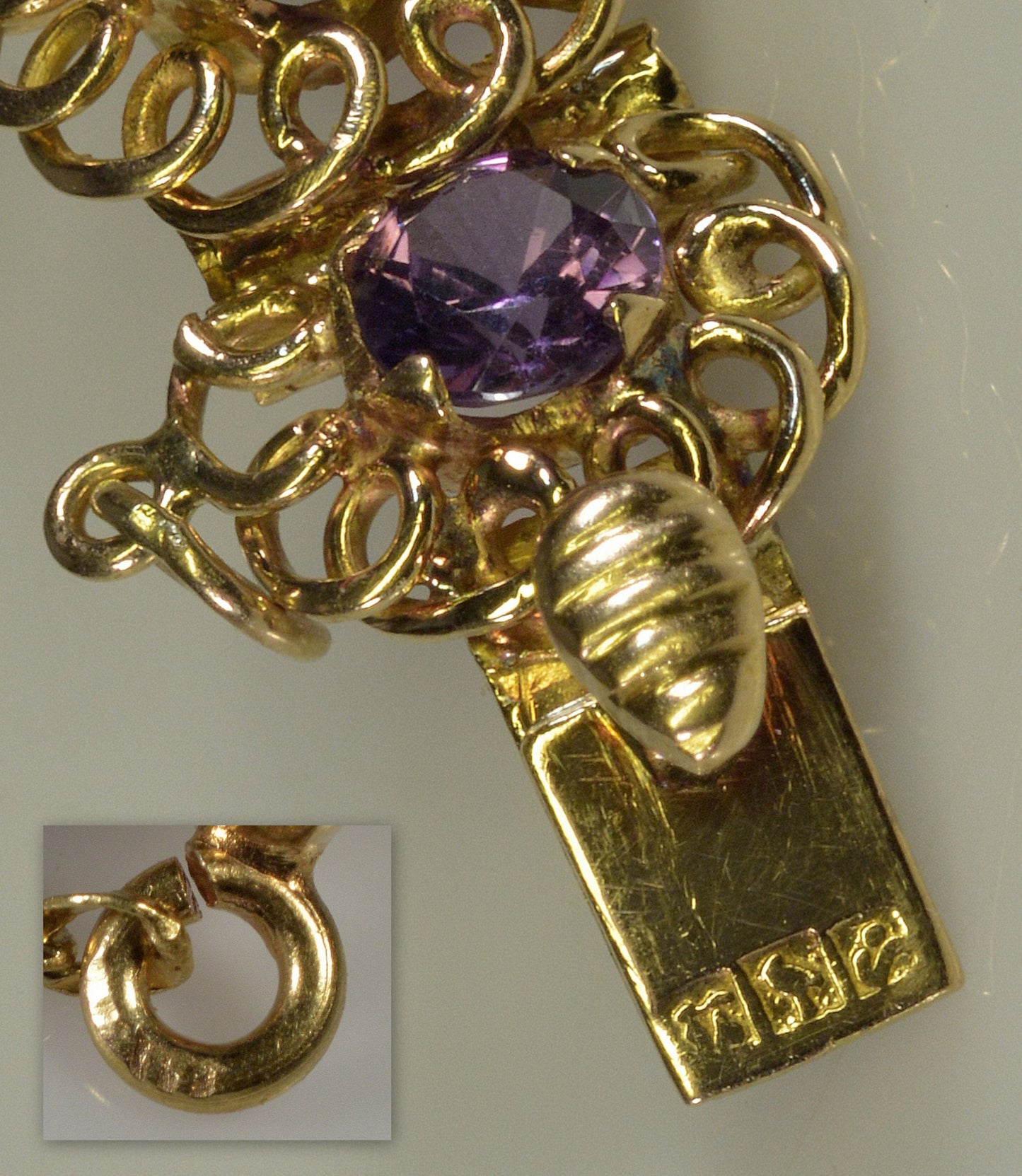 Estate 18K Rose Gold Lab Alexandrite Bracelet C.1940
