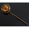 Victorian 9K Gold Enamel Porcelain Fox Stick Pin by W.B.Ford in Original Box C.1870