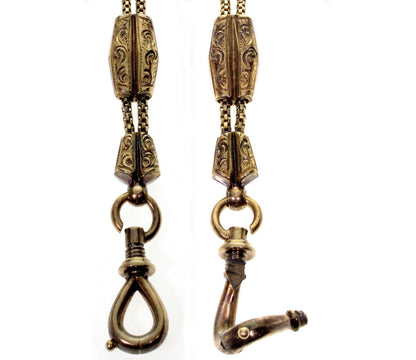 Antique Georgian 9K Gold Necklace Round Box Guard Slide Chain C.1820