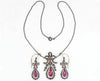 Reserved for D.T. Antique Georgian Bow Earrings Necklace Set Paste Marcasite Sterling C.1820