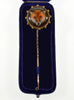 Victorian 9K Gold Enamel Porcelain Fox Stick Pin by W.B.Ford in Original Box C.1870