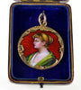 Art Nouveau Swiss Enamel Portrait Pendant Guilloche Sterling C.1900