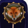 Victorian 9K Gold Enamel Porcelain Fox Stick Pin by W.B.Ford in Original Box C.1870