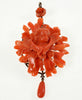 Antique Victorian 9K Gold Salmon Coral Cherub Putty Angel Pendant C.1860