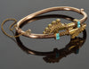 Antique Victorian Etruscan Revival 14K Gold Turquoise Hinged Bracelet C.1870