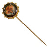 Victorian 9K Gold Enamel Porcelain Fox Stick Pin by W.B.Ford in Original Box C.1870