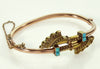 Antique Victorian Etruscan Revival 14K Gold Turquoise Hinged Bracelet C.1870