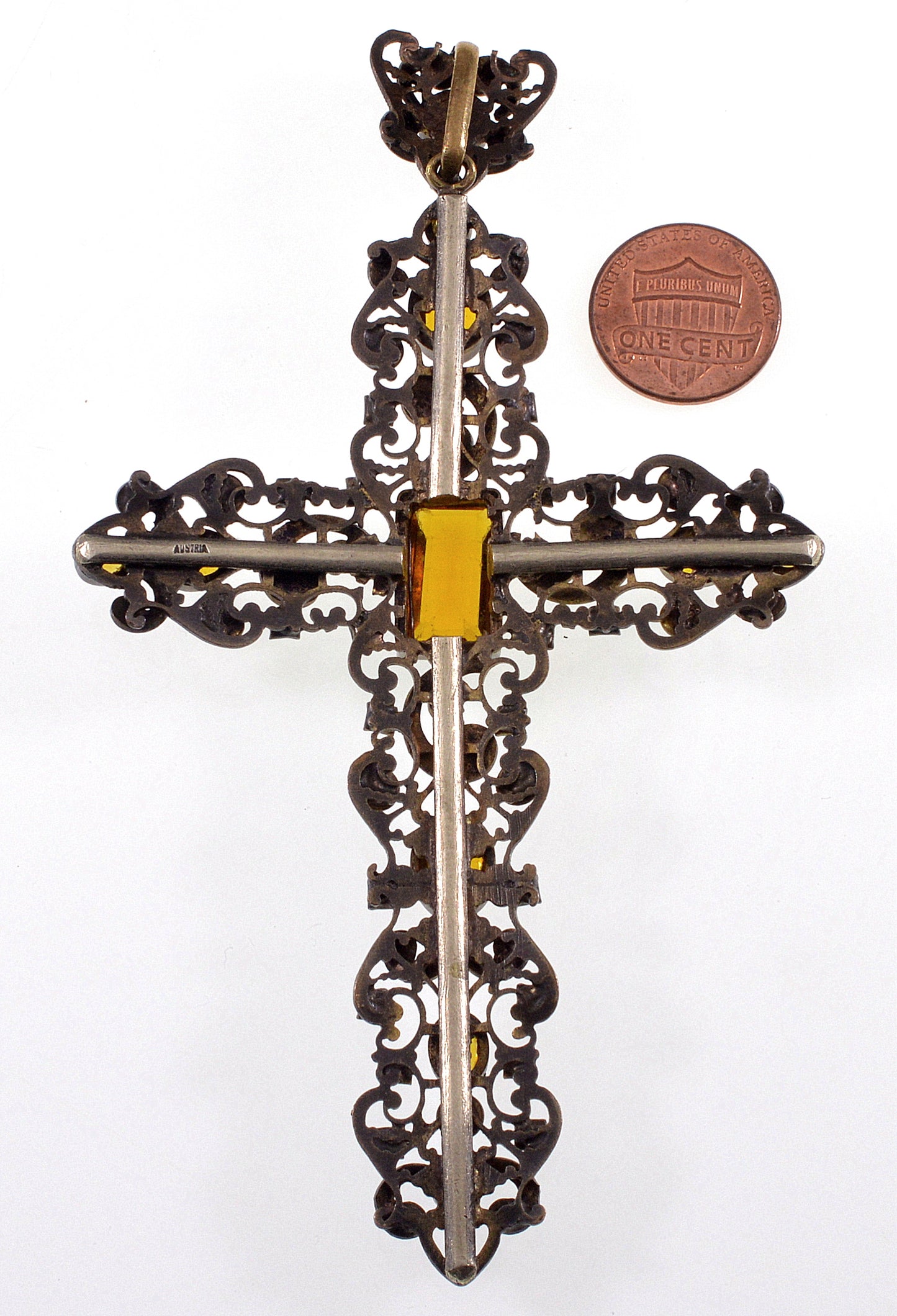 Antique Austrian Enamel Silver Cross Pendant C.1900