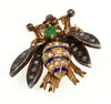 Antique Victorian 14K Gold Bee Brooch Diamond Emerald Pearl Ruby Enamel C.1890Antique Victorian 14K Gold Bee Brooch Diamond Emerald Pearl Ruby Enamel C.1890