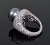 Italian 18K Gold Diamond South Sea Pearl Cocktail Ring