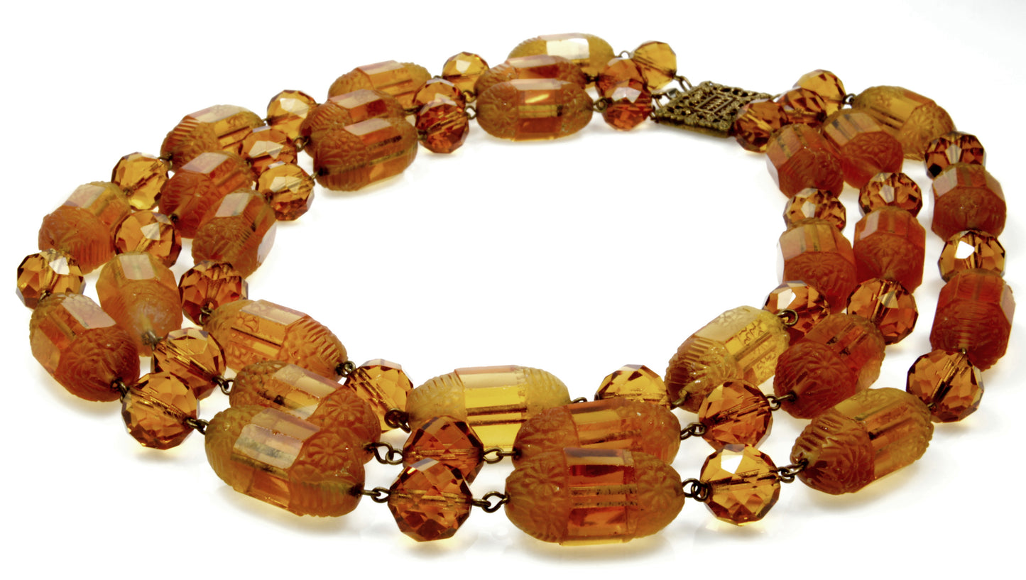 Louis Rousselet French Cognac Poured Glass 3-strand Necklace