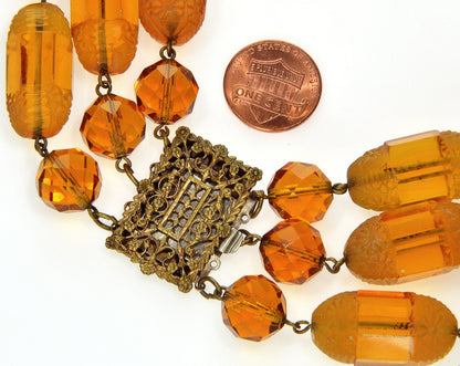 Louis Rousselet French Cognac Poured Glass 3-strand Necklace