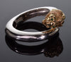 MAZ Large Lion's Head Earrings Bracelet Set 14K Gold Sterling Emerald