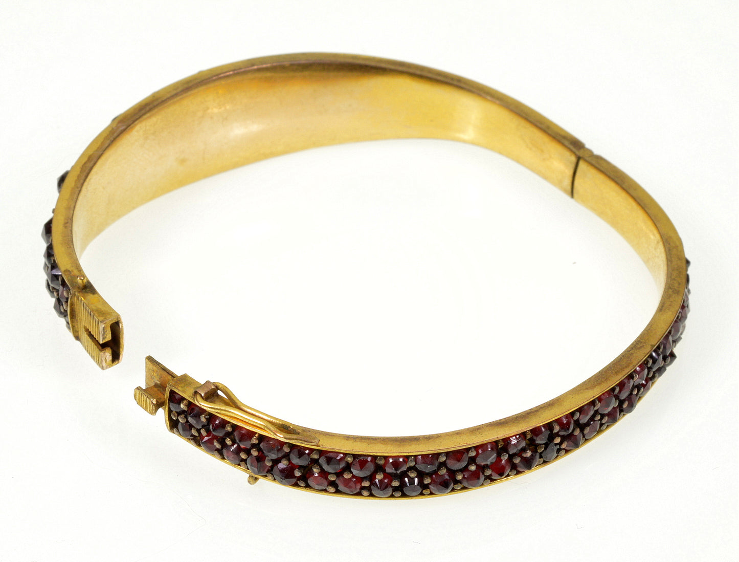 Antique Victorian Bohemian Garnet Bangle Bracelet C.1890