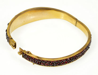 Antique Victorian Bohemian Garnet Bangle Bracelet C.1890
