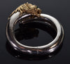 MAZ Large Lion's Head Earrings Bracelet Set 14K Gold Sterling Emerald