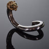 MAZ Large Lion's Head Earrings Bracelet Set 14K Gold Sterling Emerald