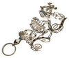 Antique Victorian Hand Key Holder Chatelain Chain Sterling Turquoise Garnet C.1860