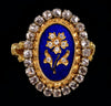 Antique Edwardian 14K Gold Enamel Diamonds Ring Size 8 1/2 C.1900
