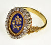 Antique Edwardian 14K Gold Enamel Diamonds Ring Size 8 1/2 C.1900
