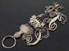 Antique Victorian Hand Key Holder Chatelain Chain Sterling Turquoise Garnet C.1860